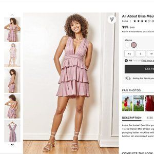 All About Bliss Mauve Swiss Dot Tiered Halter Mini Dress